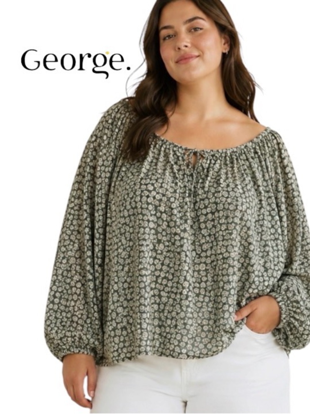 3X George Long Sleeved Boho Cotton Peasant Style Top